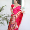 Twirling Dark Pink Paithani Silk Saree With Jazzy Blouse Piece