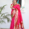 Twirling Dark Pink Paithani Silk Saree With Jazzy Blouse Piece