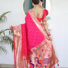 Twirling Dark Pink Paithani Silk Saree With Jazzy Blouse Piece