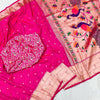Twirling Dark Pink Paithani Silk Saree With Jazzy Blouse Piece