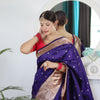Deserving Navy Blue Paithani Silk Saree With Appealing Blouse Piece