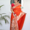 Charming Orange Paithani Silk Saree With Captivating Blouse Piece