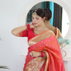 Flameboyant Peach Paithani Silk Saree With Fairytale Blouse Piece