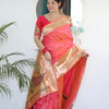 Flameboyant Peach Paithani Silk Saree With Fairytale Blouse Piece