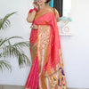 Flameboyant Peach Paithani Silk Saree With Fairytale Blouse Piece