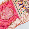 Flameboyant Peach Paithani Silk Saree With Fairytale Blouse Piece