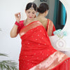 Appealing Red Paithani Silk Saree With Impressive Blouse Piece