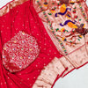Appealing Red Paithani Silk Saree With Impressive Blouse Piece