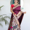 Invaluable Wine Paithani Silk Saree With Mesmerising Blouse Piece