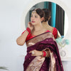 Invaluable Wine Paithani Silk Saree With Mesmerising Blouse Piece