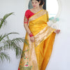 Lovely Yellow Paithani Silk Saree With Gorgeous Blouse Piece