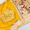 Lovely Yellow Paithani Silk Saree With Gorgeous Blouse Piece