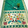 Traditional Green Paithani Silk Saree With Dalliance Blouse Piece