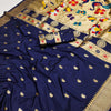 Gossamer Navy Blue Paithani Silk Saree With Scintilla Blouse Piece