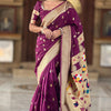 Elaborate Purple Paithani Silk Saree With Scintillating Blouse Piece