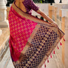 Sizzling Dark Pink Patola Silk Saree with Wonderful Blouse Piece