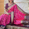 Sizzling Dark Pink Patola Silk Saree with Wonderful Blouse Piece