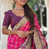 Sizzling Dark Pink Patola Silk Saree with Wonderful Blouse Piece