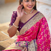Sizzling Dark Pink Patola Silk Saree with Wonderful Blouse Piece