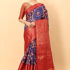 Impressive Royal Blue Kalamkari Printed Saree With Preferable Blouse Piece