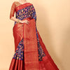 Impressive Royal Blue Kalamkari Printed Saree With Preferable Blouse Piece