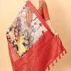 Panoply Beige Kalamkari Printed Saree With Eloquence Blouse Piece