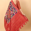 Ailurophile Navy Blue Kalamkari Printed Saree With Fairytale Blouse Piece