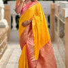Mesmeric Yellow Soft Banarasi Silk Saree With Twirling Blouse Piece