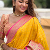 Mesmeric Yellow Soft Banarasi Silk Saree With Twirling Blouse Piece