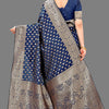 Efflorescence Navy Blue Soft Banarasi Silk Saree With Excellent Blouse Piece