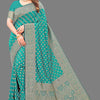 Gleaming Sea Green Soft Banarasi Silk Saree With Invaluable Blouse Piece
