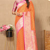 Fairytale Orange Soft Banarasi Silk Saree With Classic Blouse Piece
