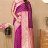 Adorable Purple Soft Banarasi Silk Saree With Hypnotic Blouse Piece