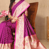 Adorable Purple Soft Banarasi Silk Saree With Hypnotic Blouse Piece
