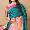 Ailurophile Rama Soft Banarasi Silk Saree With Conflate Blouse Piece