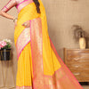 Desuetude Yellow Soft Banarasi Silk Saree With Incredible Blouse Piece