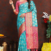 Surreptitious Firozi Soft Banarasi Silk Saree With Felicitous Blouse Piece