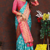 Surreptitious Firozi Soft Banarasi Silk Saree With Felicitous Blouse Piece