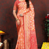 Snappy Orange Soft Banarasi Silk Saree With Improbable Blouse Piece