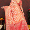 Snappy Orange Soft Banarasi Silk Saree With Improbable Blouse Piece