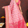 Allure Dark Pink Soft Banarasi Silk Saree With Zephyr  Blouse Piece