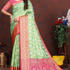 Lustrous Pista Soft Banarasi Silk Saree With Enamoring Blouse Piece