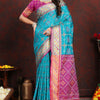Evanescent Firozi Soft Banarasi Silk Saree With Pleasurable Blouse Piece