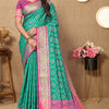 Scintillating Sea Green Soft Banarasi Silk Saree With Quixotic Blouse Piece