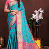 Propinquity Firozi Soft Banarasi Silk Saree With Petrichor  Blouse Piece