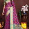 Lissome Purple Soft Banarasi Silk Saree With Diaphanous Blouse Piece