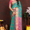 Bewitching Sea Green Soft Banarasi Silk Saree With Exquisite Blouse Piece
