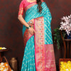 Sophisticated Firozi Soft Banarasi Silk Saree With Phenomenal Blouse Piece