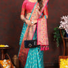 Sophisticated Firozi Soft Banarasi Silk Saree With Phenomenal Blouse Piece