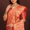 Pleasant Orange Soft Banarasi Silk Saree With Radiant Blouse Piece